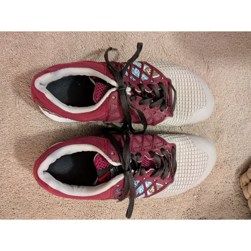 Reebok CrossFit Nano 4.0 Burgundy Grey Graphic Training‎ Shoes M47338 Womens 7.5